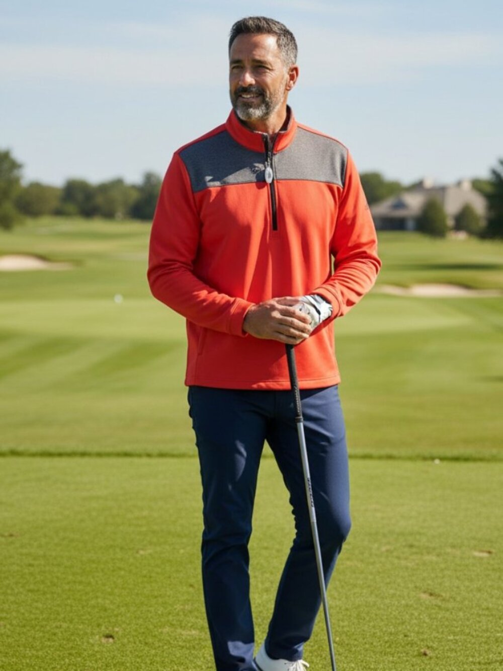 Adidas Golf x Stewart Creek 1/4 Zip Pullover - Orange/Grey - Size Large